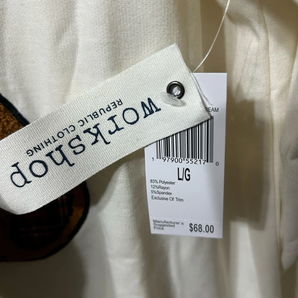 Workshop Republic Clothing  off white Cream Teddy Bear Sweatshirt - Picture 4 of 6